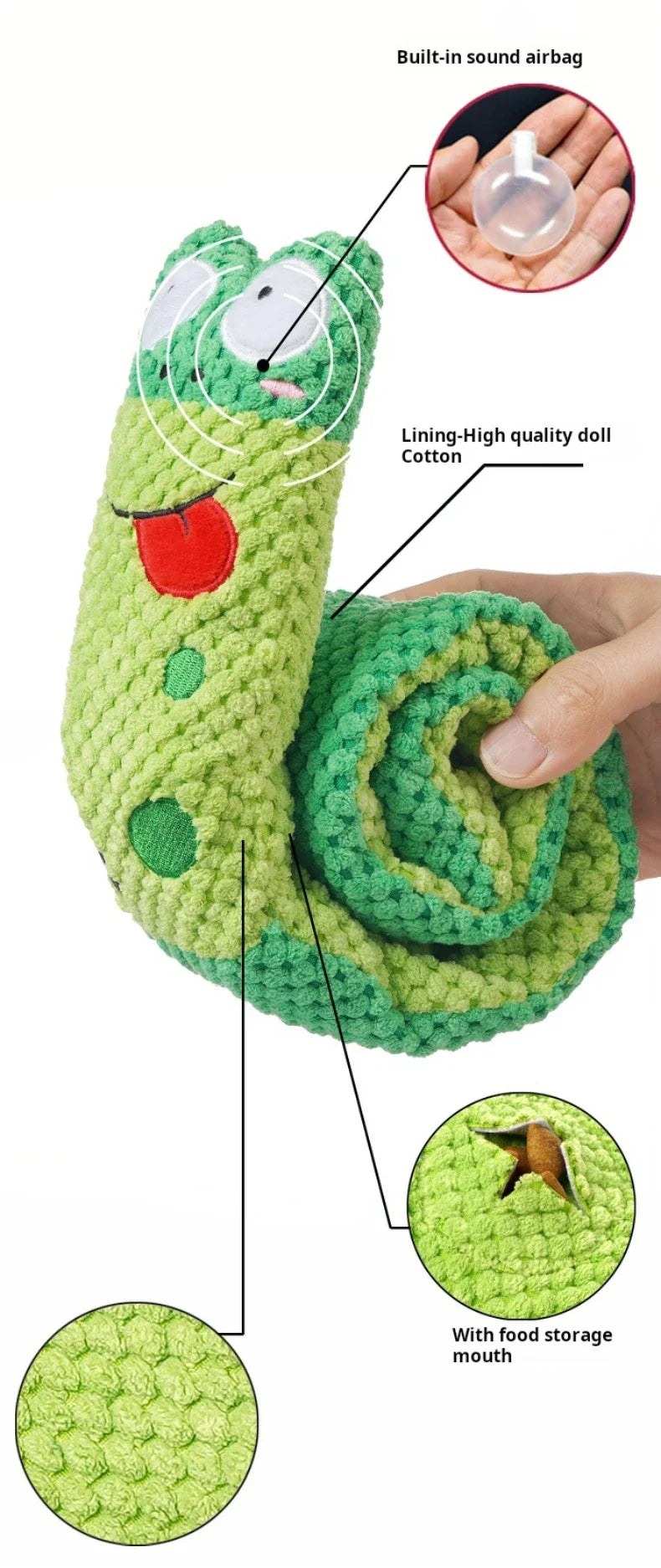 Foldable Squeaky Snail Plush Chew Toy for Dogs