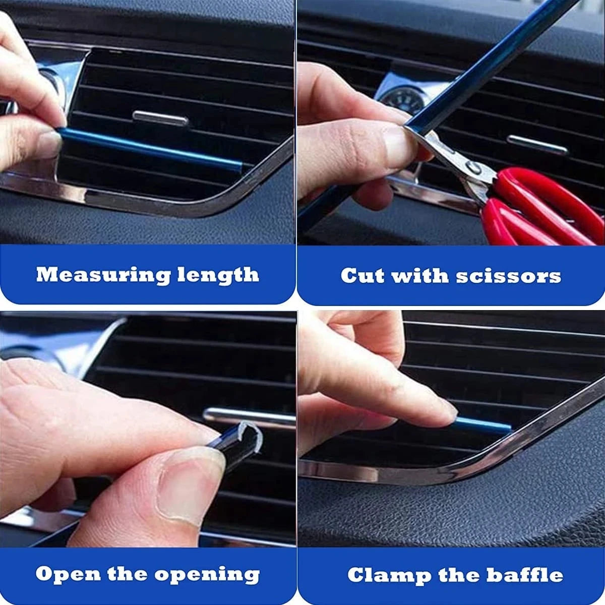 10PCS Car Air Vent Trim Strips Interior Decoration Outlet Moulding