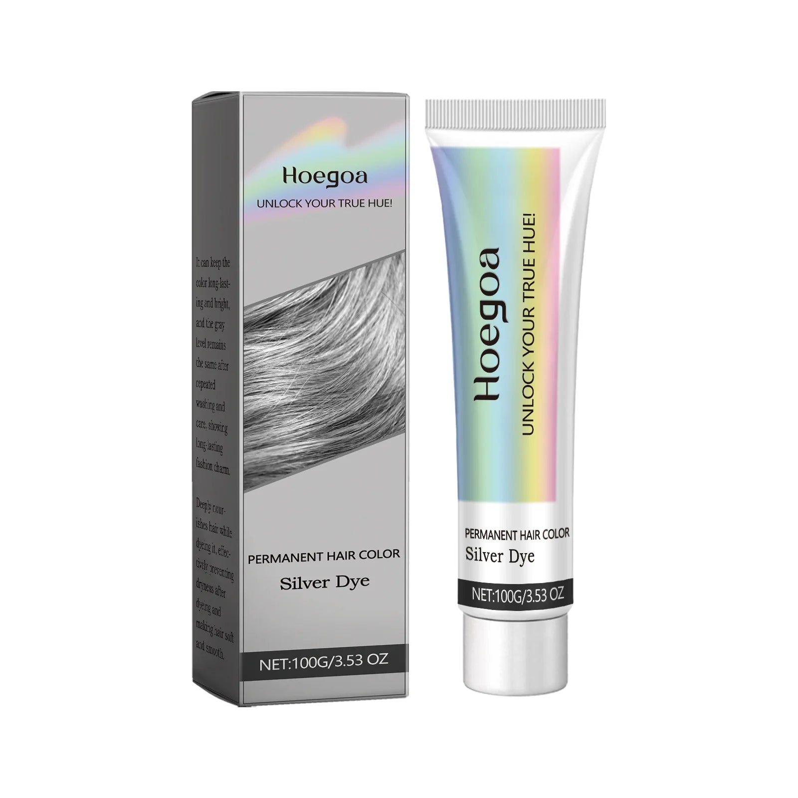 Permanent Silver Gray Hair Dye Cream - 6