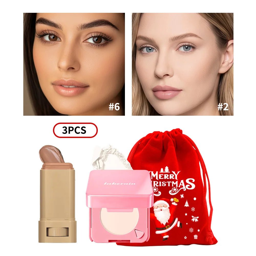 Matte Foundation Stick and Pressed Powder Beauty Set - 33