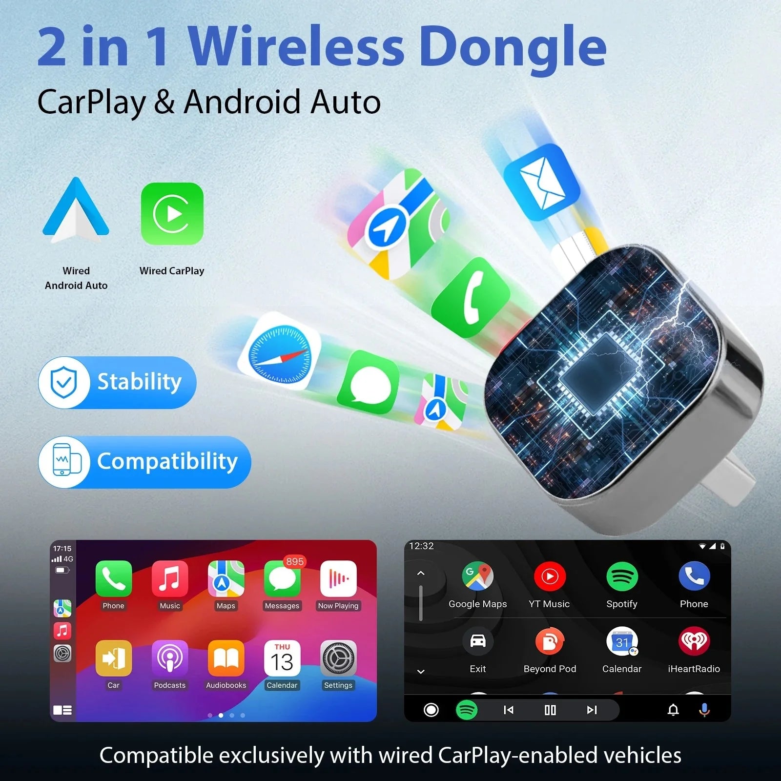Wireless CarPlay and Android Auto 2-in-1 Adapter - 5