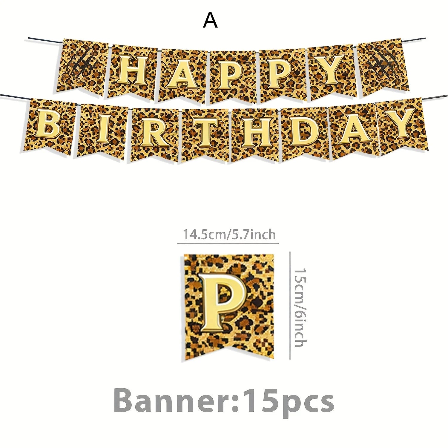 Leopard Print Happy Birthday Party Banner Decoration Set - 9