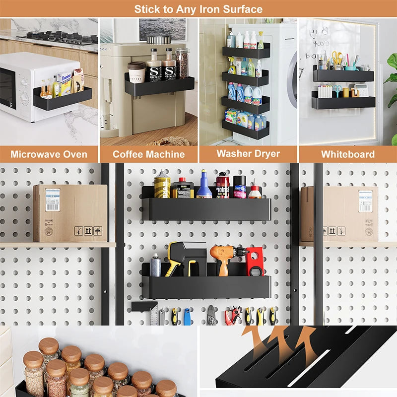 Magnetic Refrigerator Side Storage Rack for Kitchen and Laundry - 7