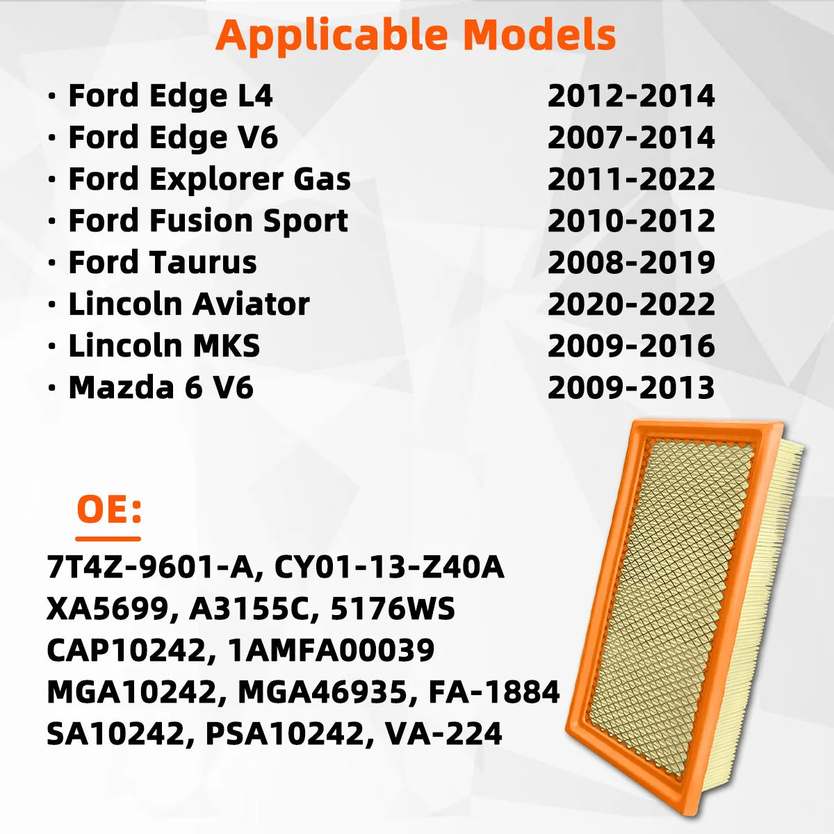 Replacement Engine Air Filter for Ford, Lincoln, and Mazda