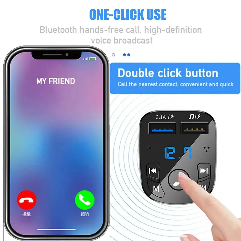 Bluetooth FM Transmitter and Dual USB Car Charger Kit