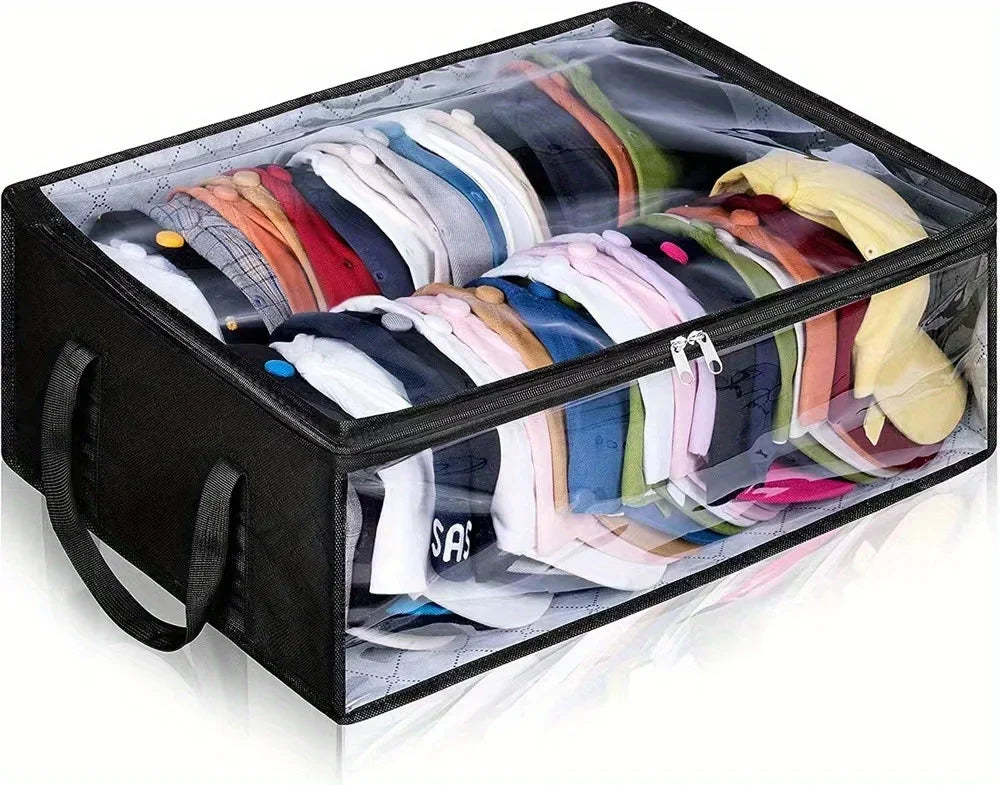 Extra-Large Foldable Hat Storage Box with Clear Viewing Window