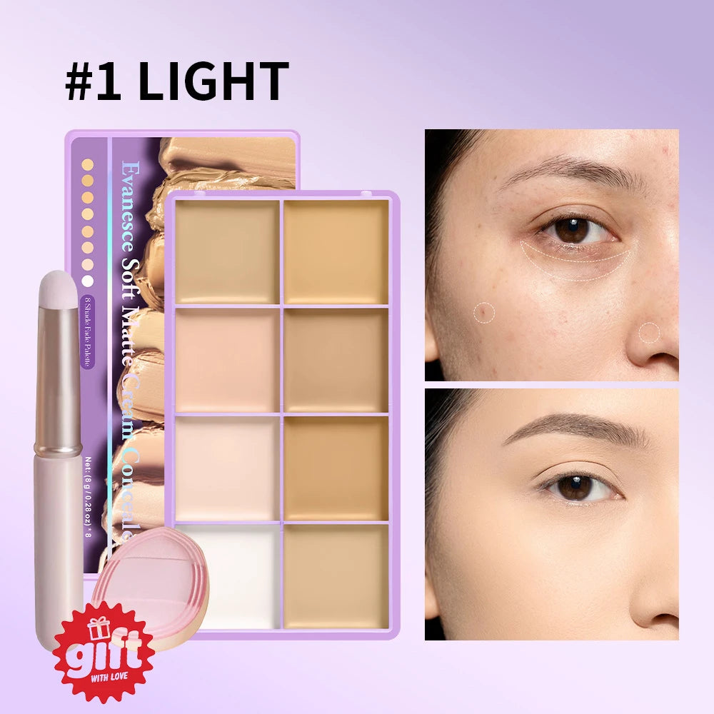 8-Shade Cream Concealer and Contouring Palette Set