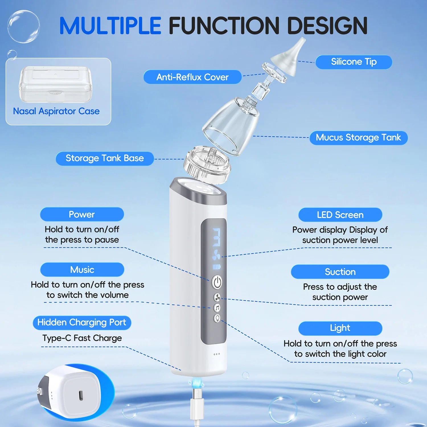 Electric Baby Nasal Aspirator with Music and 3 Suction Levels - 5