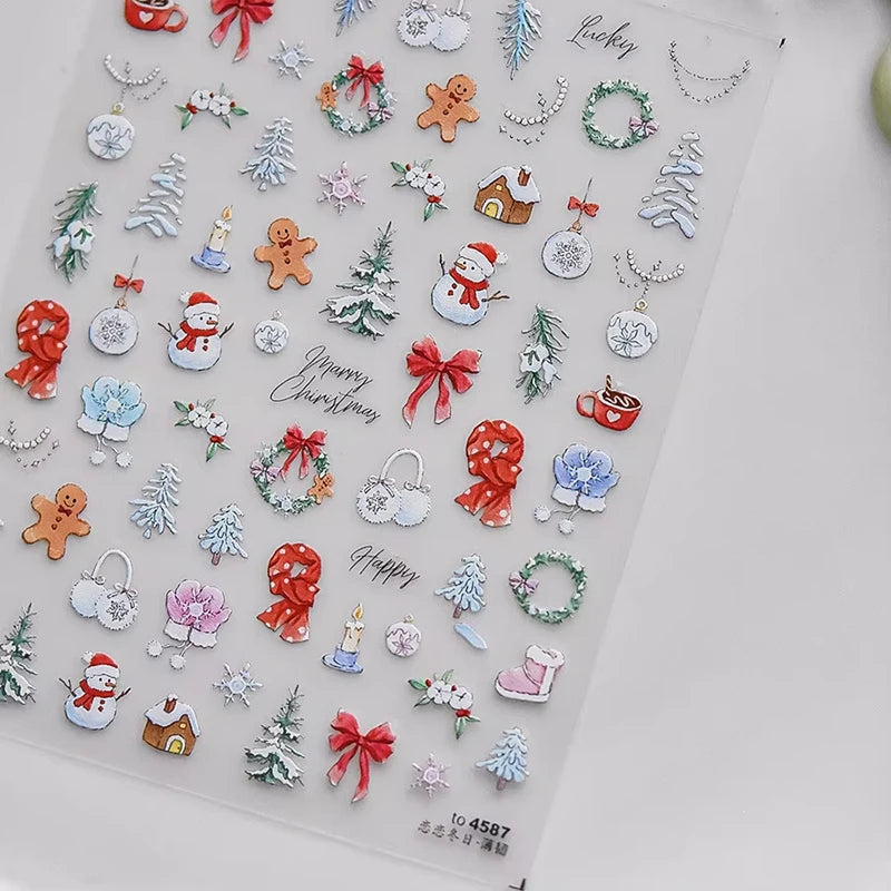3D Christmas Cartoon Self-Adhesive Nail Art Decal Stickers