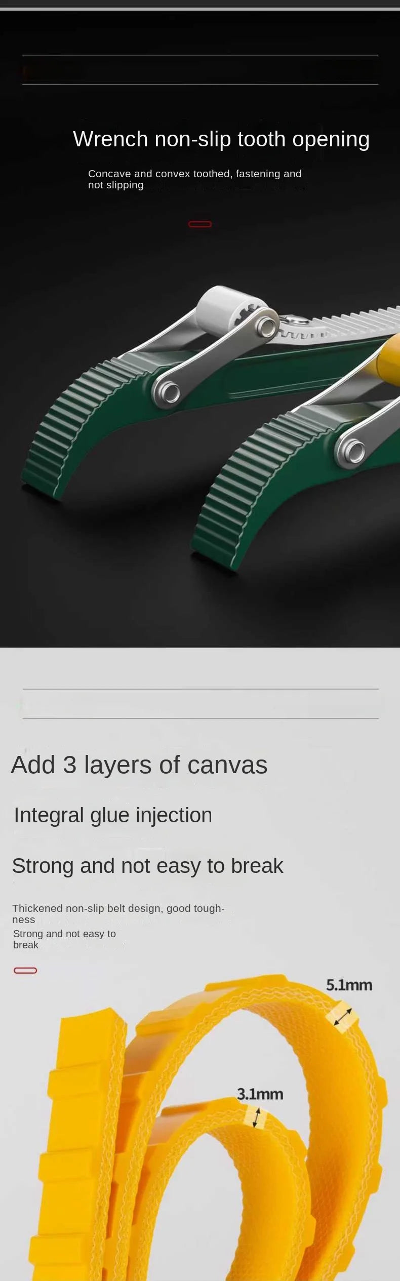 Adjustable Multi-Purpose Strap Wrench for Oil Filters and Pipes