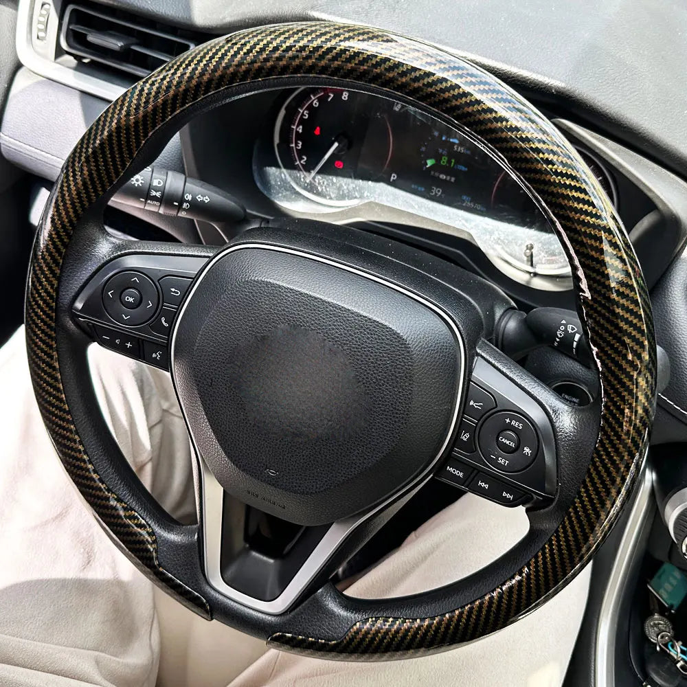 Universal Carbon Fiber Texture Car Steering Wheel Cover - 13