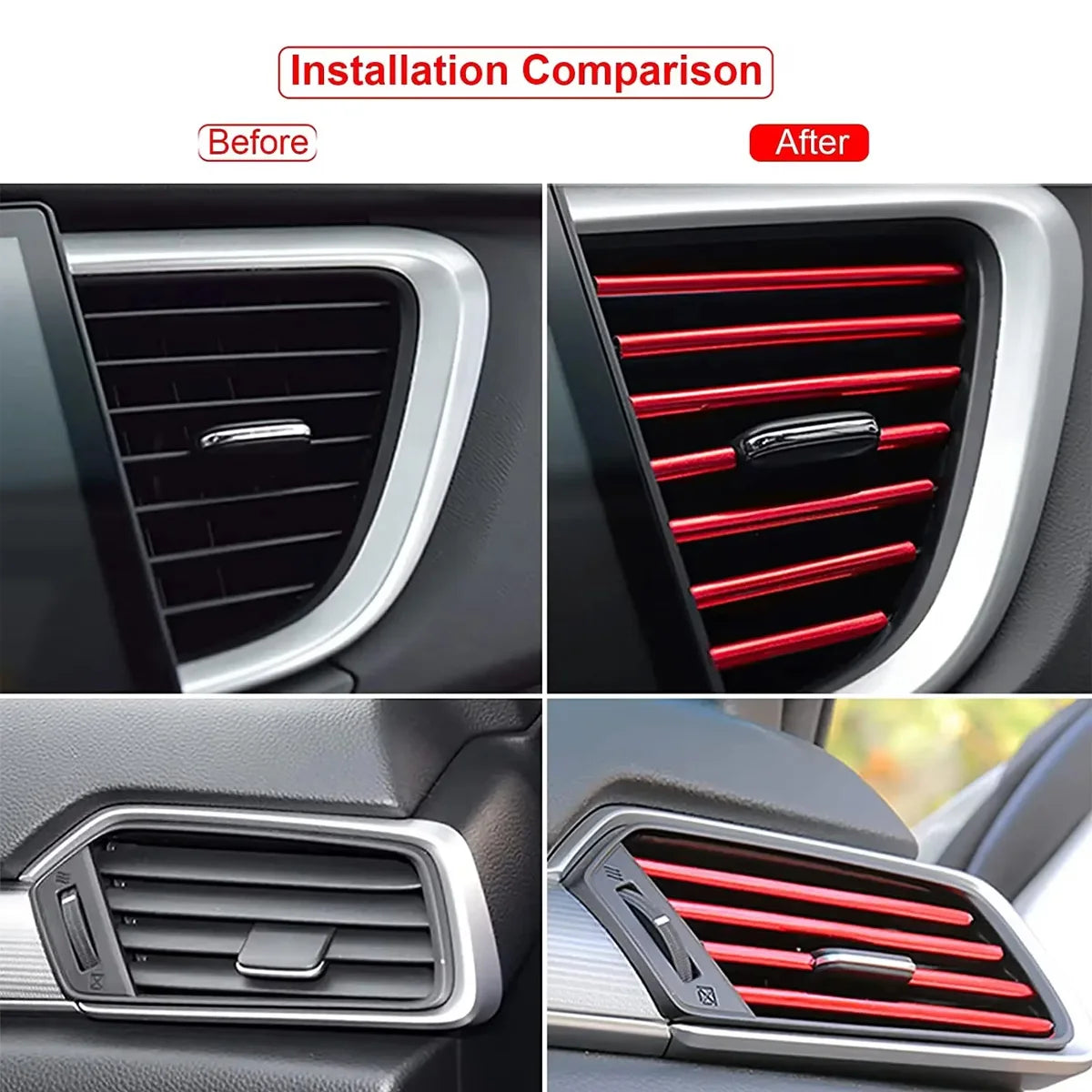 10pcs Car Interior Air Vent Trim Strip Universal AC Outlet Decoration - 3