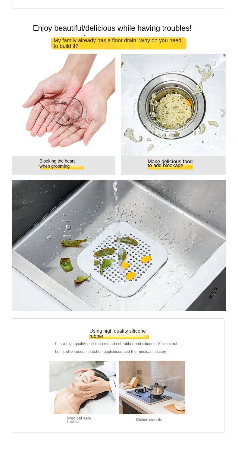 Silicone Suction Cup Shower and Sink Drain Hair Catcher - 8