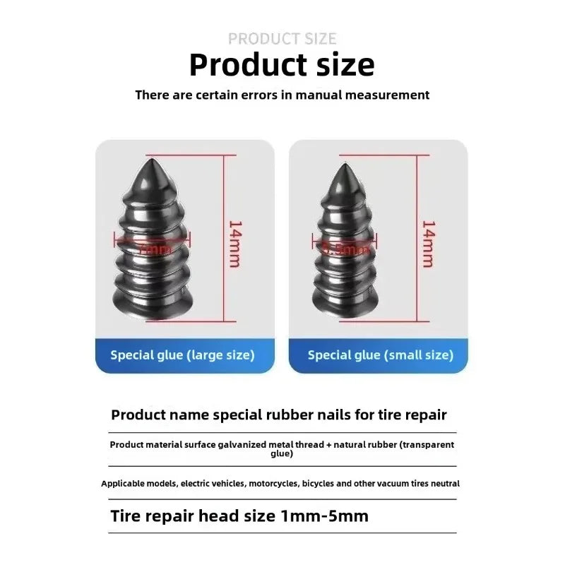 Self-Tapping Vacuum Tire Repair Nails for Emergency Puncture Fix