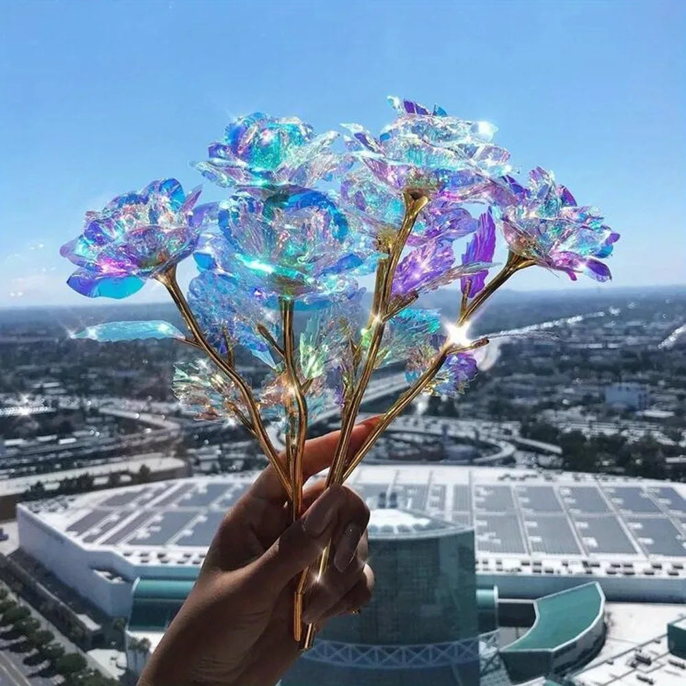 Luminous Artificial Crystal Rose Bouquet for Romantic Occasions
