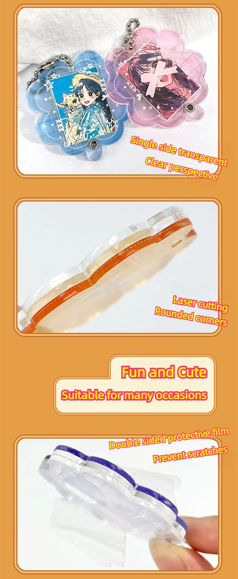 Acrylic Photo Frame Keychain for 1-Inch Mini Photos - 8