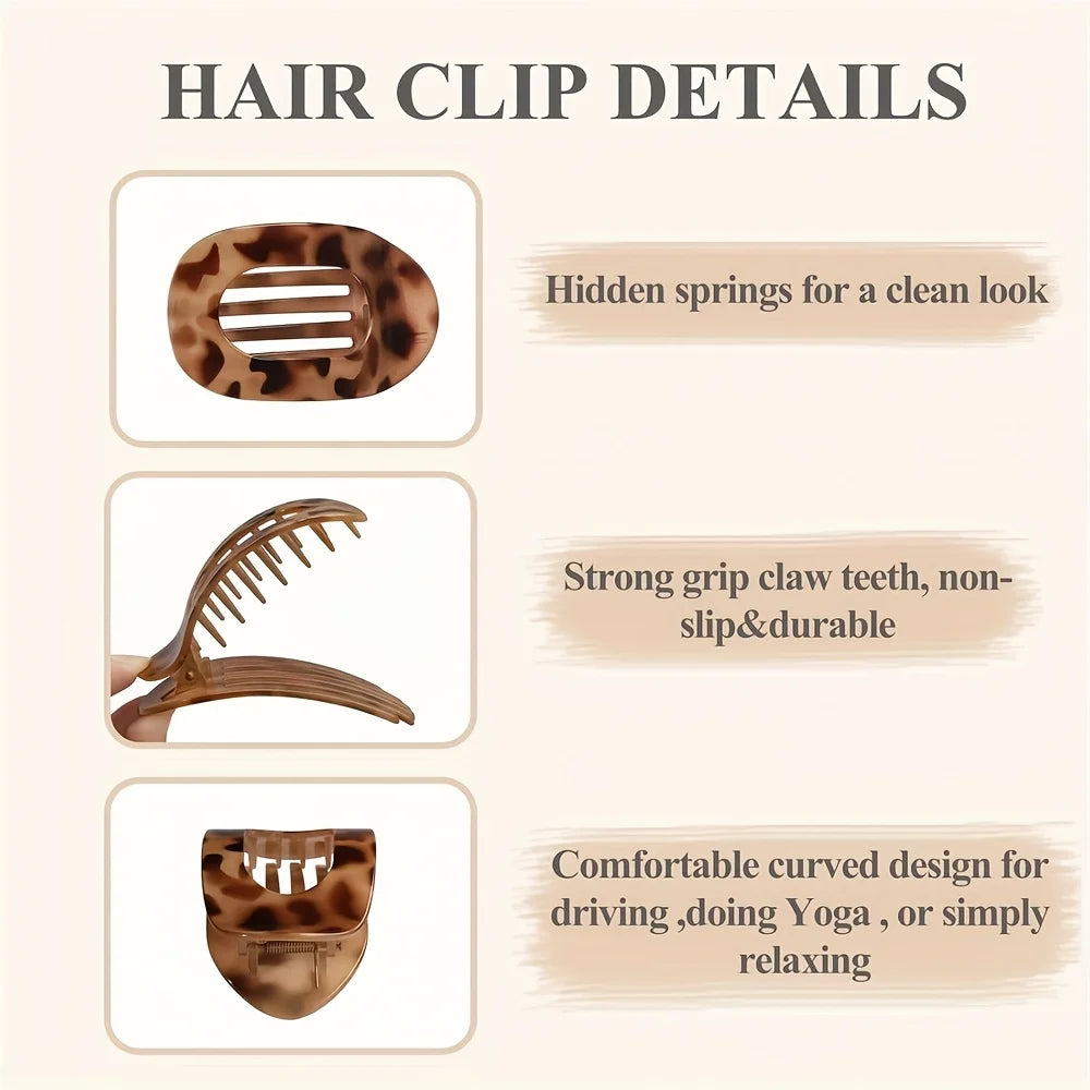 Matte Oval Flat Hair Clips for Women