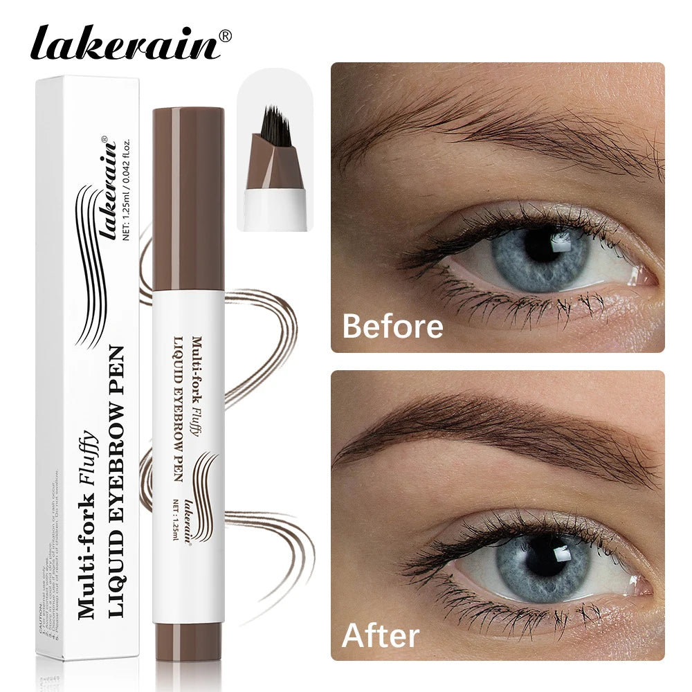 Waterproof Multi-Fork Liquid Eyebrow Pen for Natural Brows