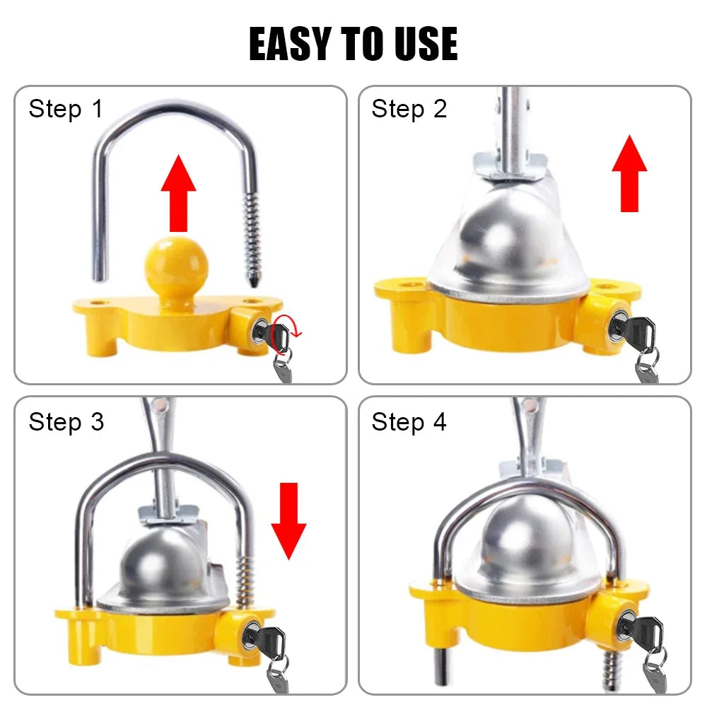 Heavy Duty Adjustable Trailer Coupler Security Hitch Lock