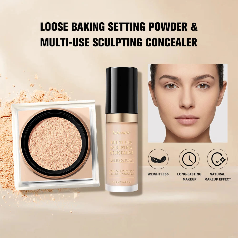 Face Makeup Concealer and Setting Powder Duo Set - 7