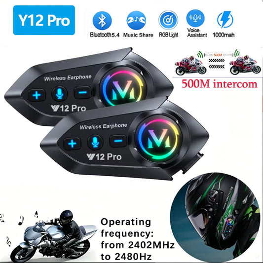 Wireless Motorcycle Helmet Bluetooth Headset with 500M Intercom