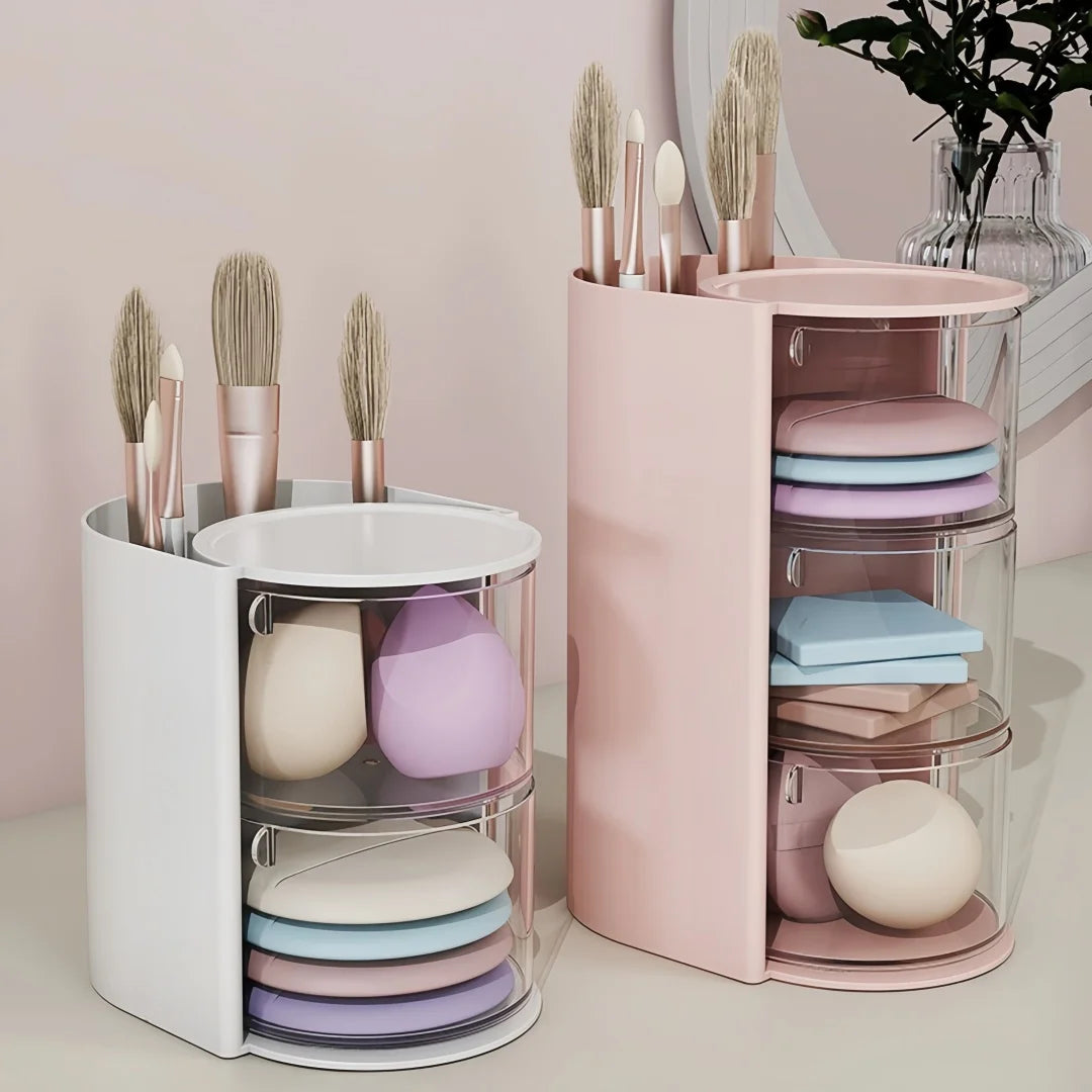 Rotating Desktop Cosmetic Makeup Brush and Accessory Organizer