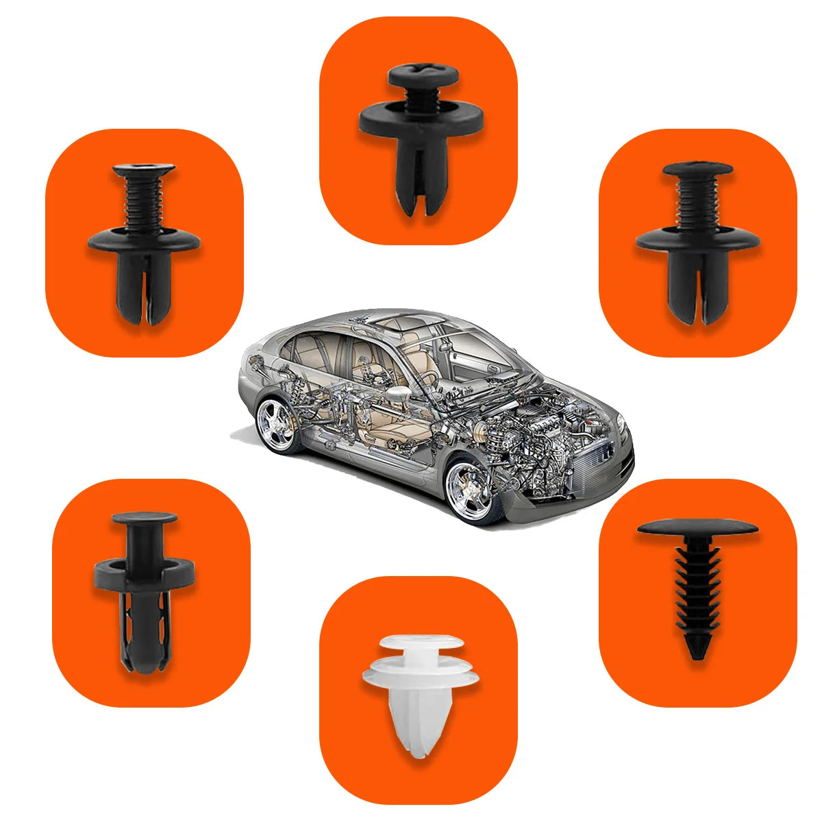 Universal Car Bumper and Trim Fastener Retainer Clip Set