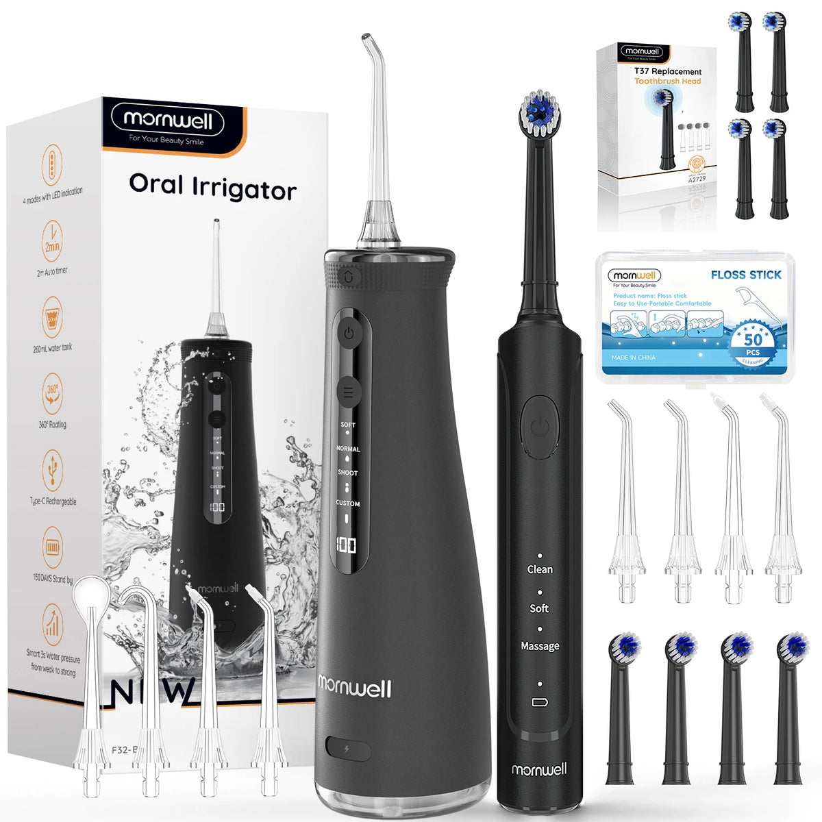 Electric Toothbrush and Water Flosser Combo for Oral Hygiene