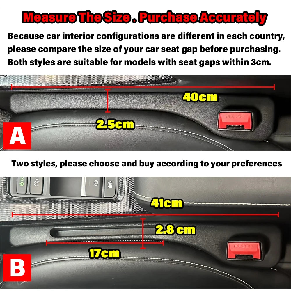 Car Seat Gap Organizer and Leak-Proof Filler Strip