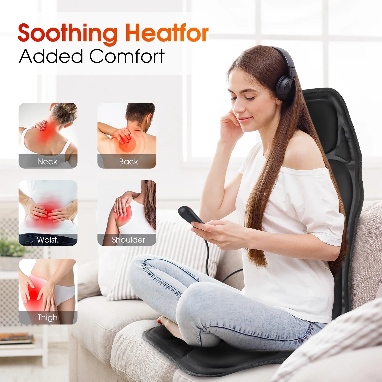Full-Body Heated Vibrating Massage Chair Cushion - 3