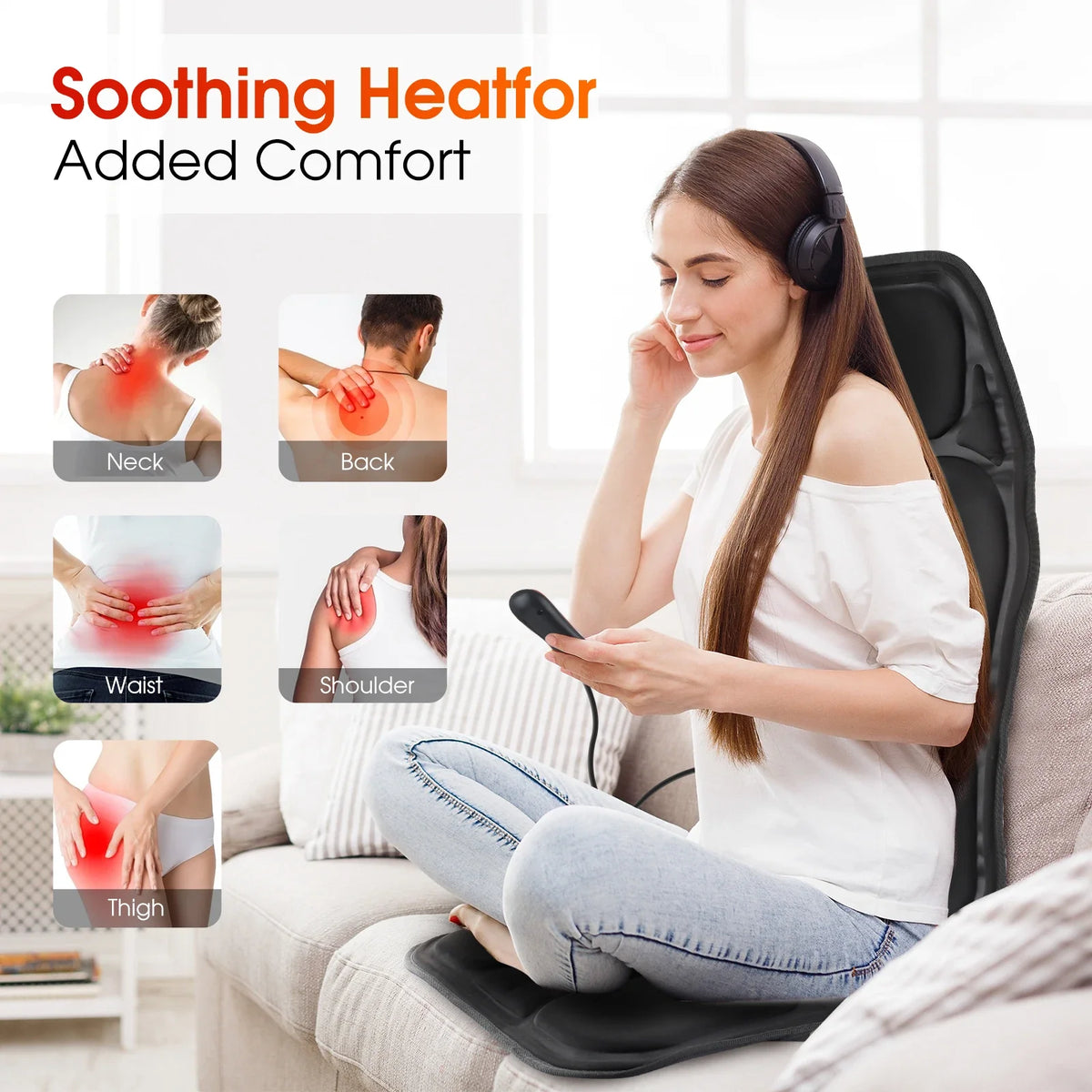 Full-Body Heated Vibrating Massage Chair Cushion