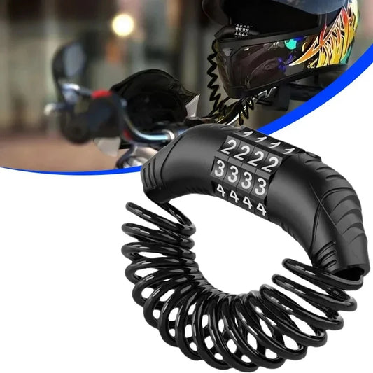 4-Digit Portable Combination Cable Lock for Helmets and Bicycles