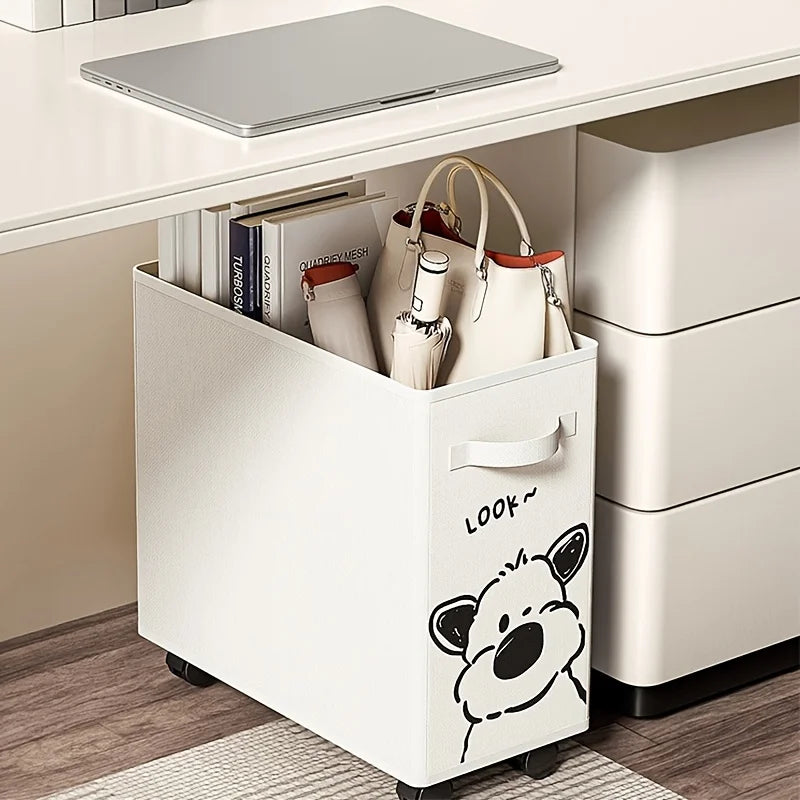 Portable Foldable Under-Desk Storage Organizer with Wheels - 8