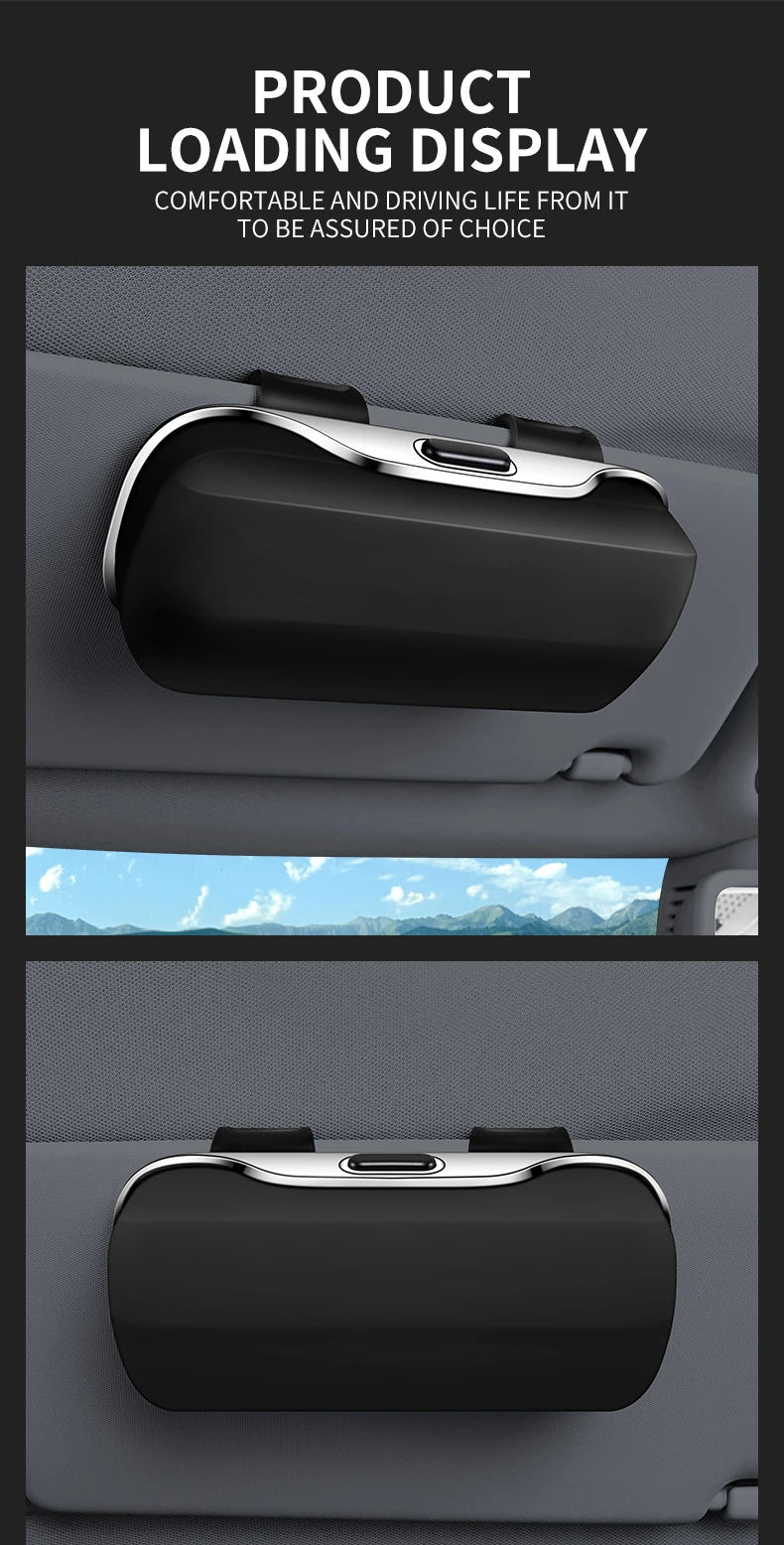 Portable Car Sun Visor Sunglasses Holder Case