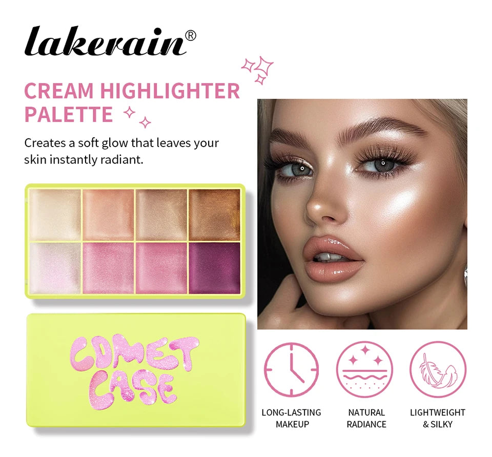 8-Color Cream Highlighter and Contour Palette