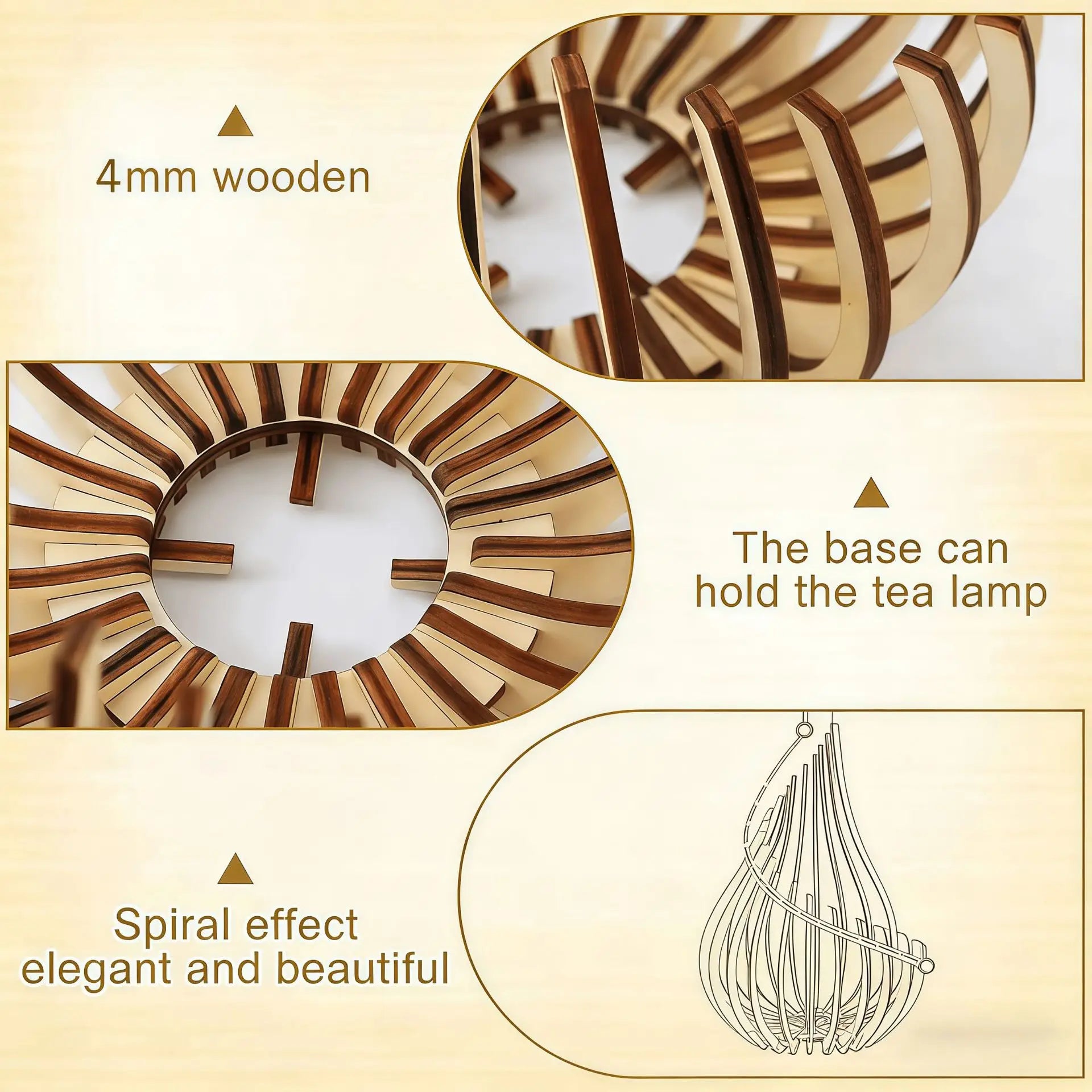 Wooden Flame-Shaped Decorative Candle Holder - 8