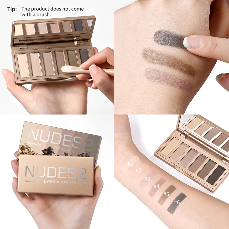 6-Color Matte Eyeshadow Palette for Natural and Smokey Eye Looks - 16
