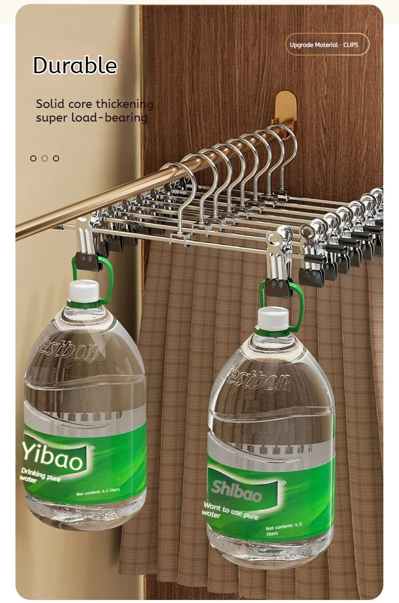 10pc Metal Pants Hangers Windproof Drying Rack with Adjustable Clips