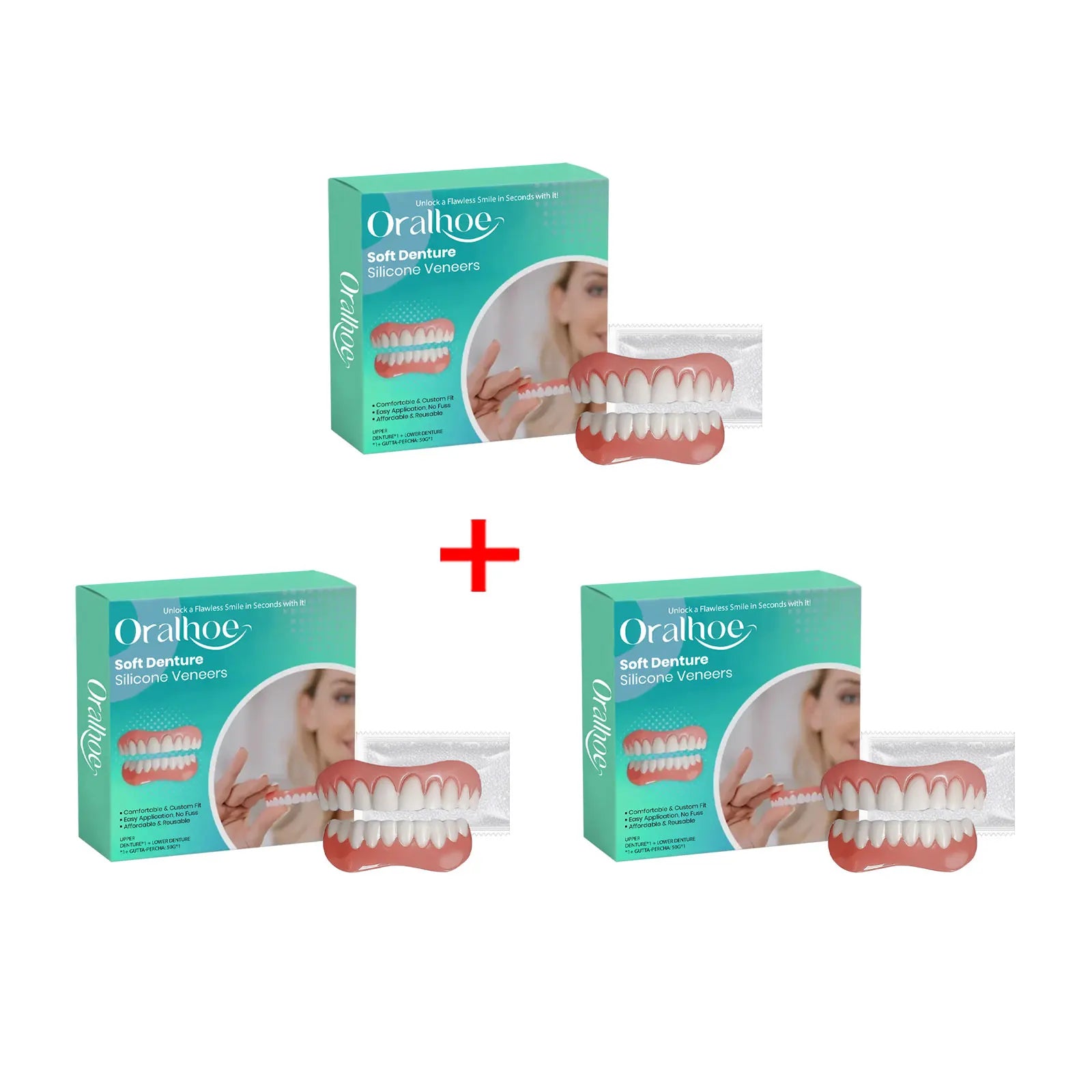 Flexible Silicone Cosmetic Denture Set for Smile Restoration - 16