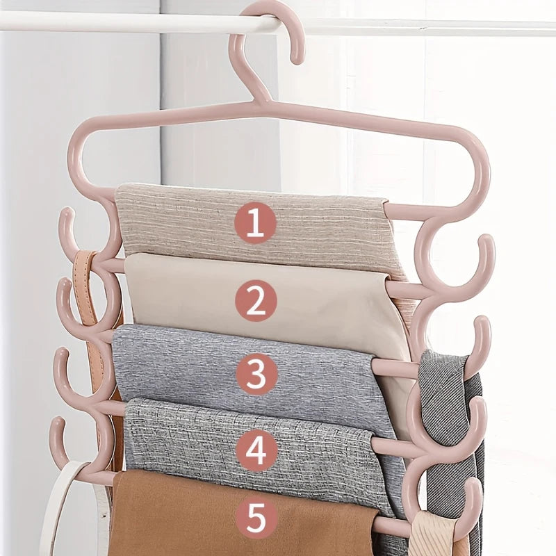 5-Layer Space Saving Pants and Scarf Storage Hanger