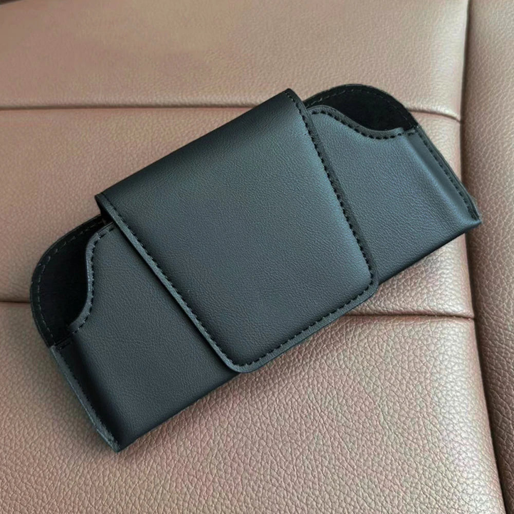 Leather Car Sun Visor Sunglasses Holder Case