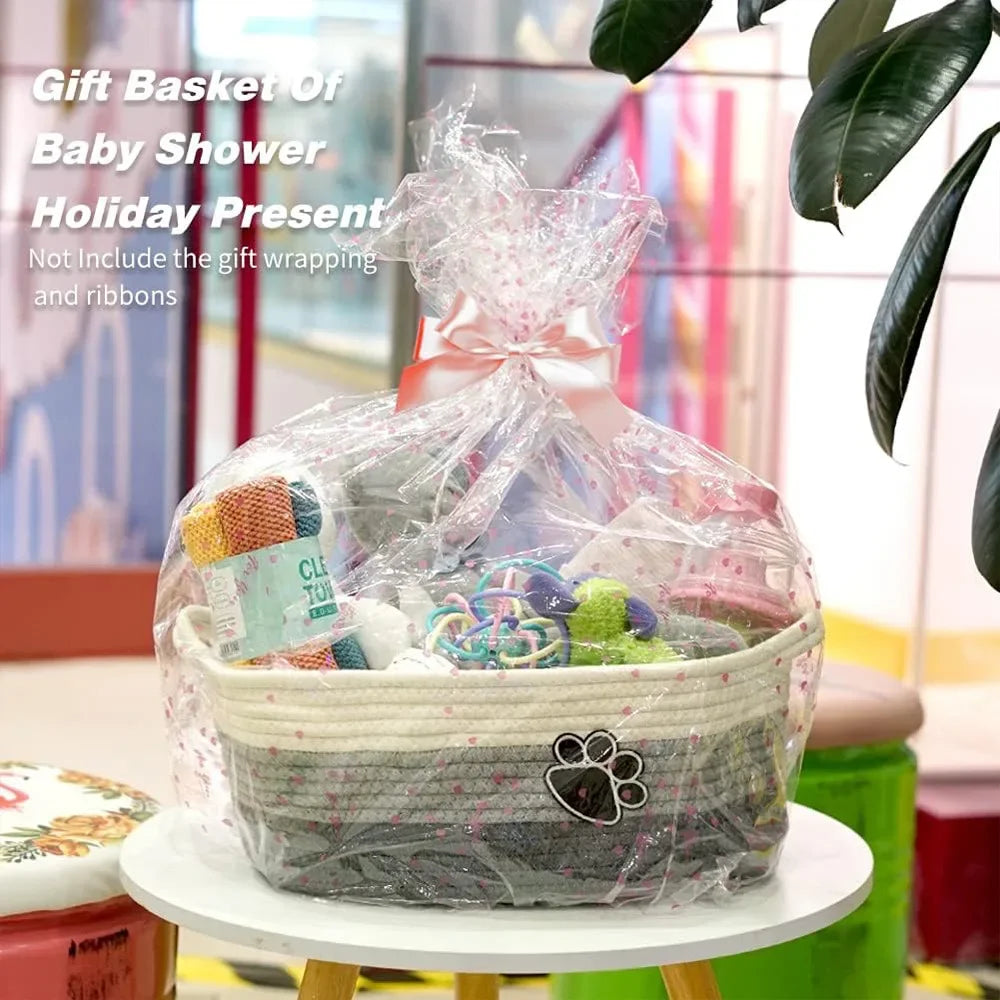 Woven Pet Toy Storage Basket with Handles