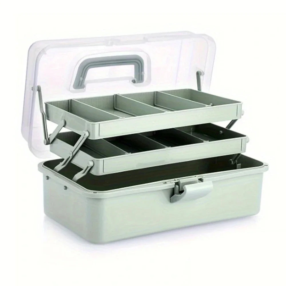 3-Layer Portable Craft and Art Supply Organizer with Adjustable Spacers