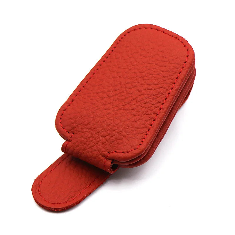 Magnetic Leather Car Visor Sunglasses and Ticket Holder