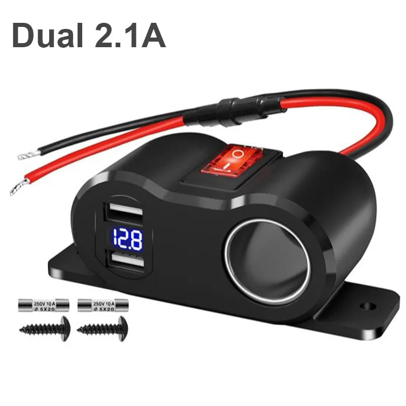 12V USB Car Charger Adapter PD3.0 QC3.0 Cigarette Lighter Socket Splitter - 20