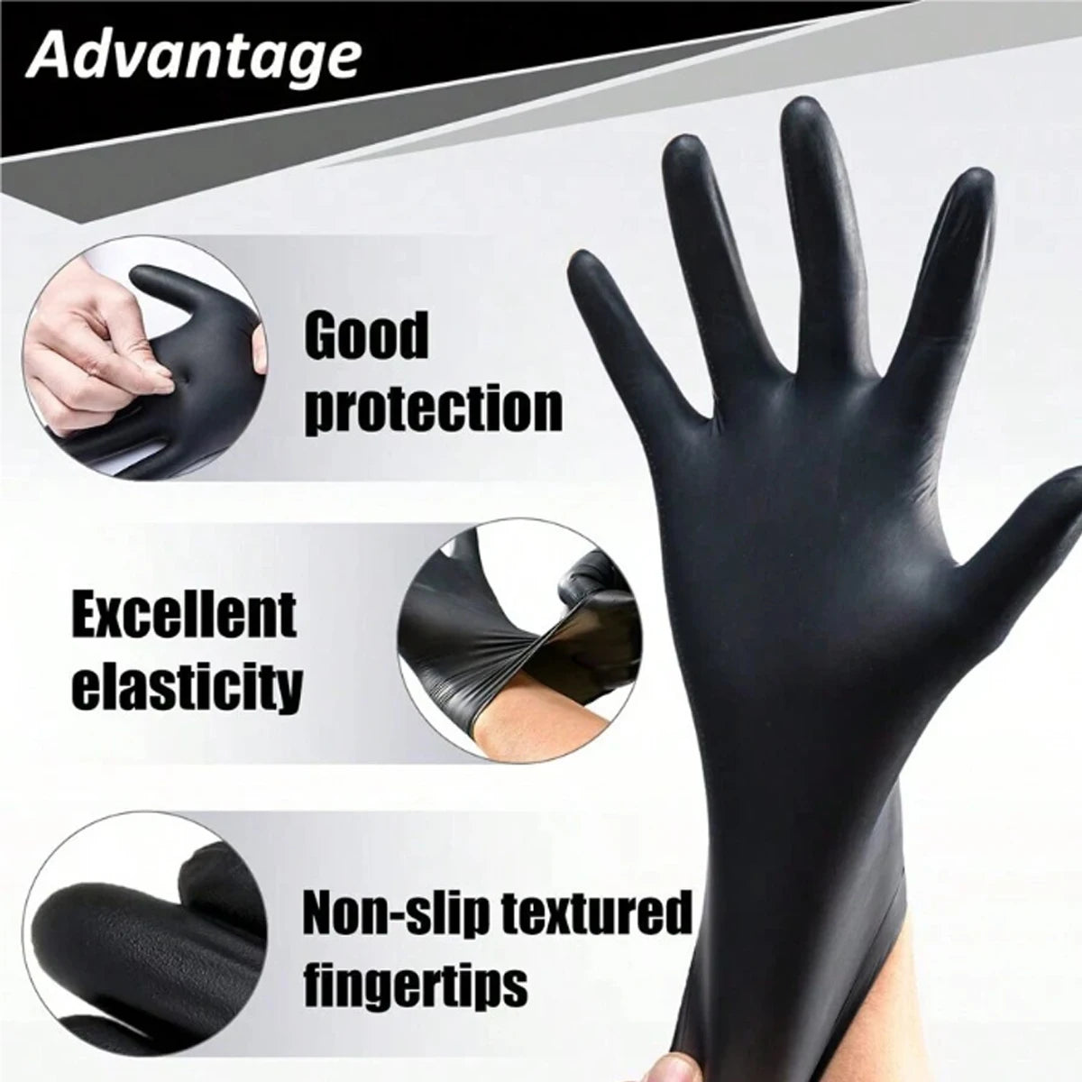 Black Nitrile Disposable Gloves for Cleaning and Professional Use - 3