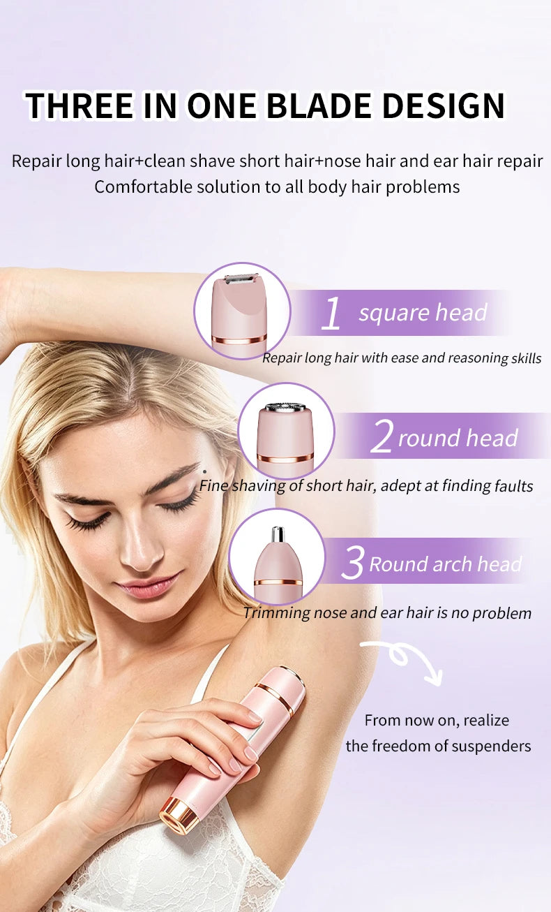 3-in-1 Waterproof Electric Shaver and Bikini Trimmer for Women - 9