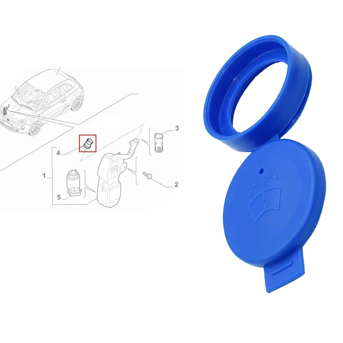 Windshield Wiper Washer Fluid Reservoir Cap for Fiat and Alfa Romeo