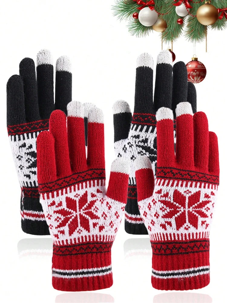 Touchscreen Snowflake Pattern Winter Gloves for Men and Women - 1