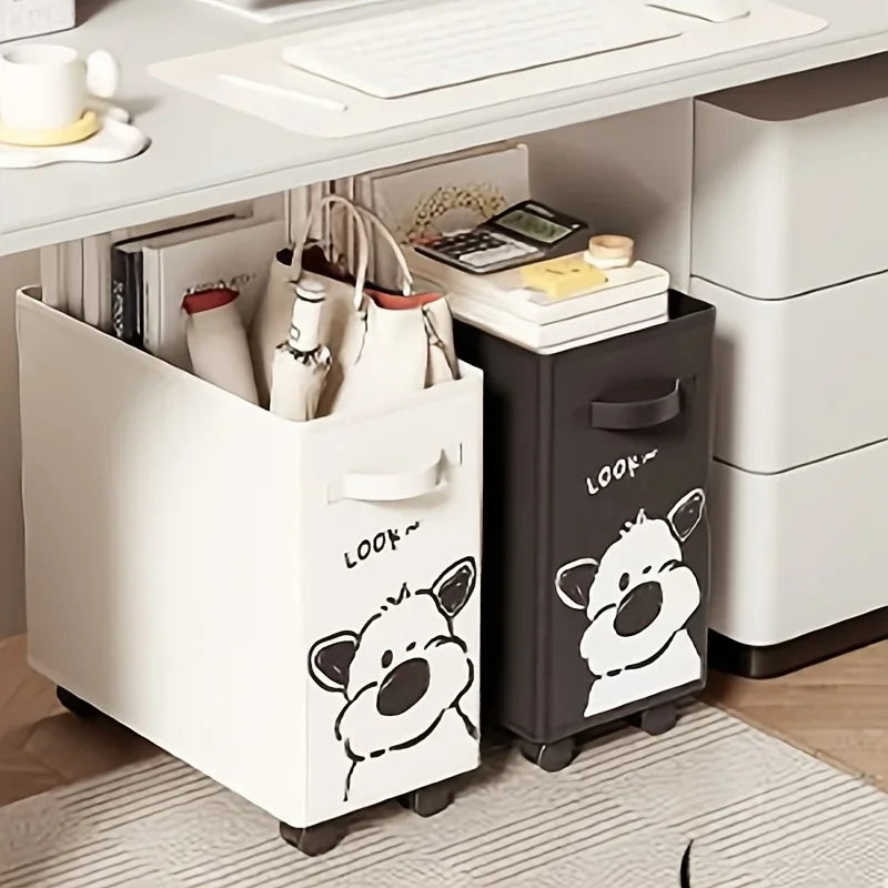 Portable Foldable Under-Desk Storage Organizer with Wheels - 2